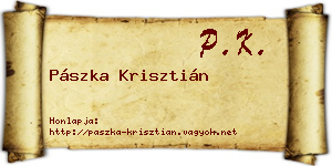 Pászka Krisztián névjegykártya
